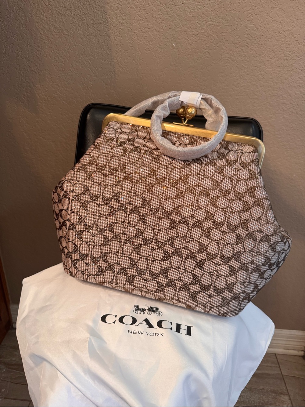 Coach large kisslock purse new